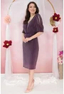 Rochie violet de ocazie cu fir argintiu si cu aplicatii din margelute