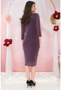 Rochie violet de ocazie cu fir argintiu si fronseuri cu strasuri