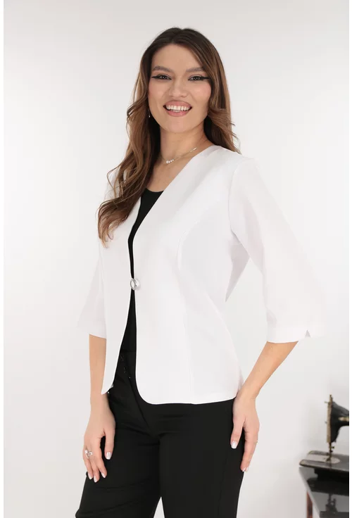 Sacou alb din stofa elastica