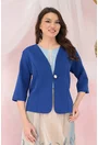 Sacou albastru-regal din stofa elastica