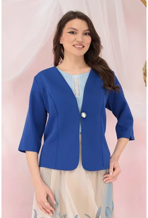 Sacou albastru-regal din stofa elastica