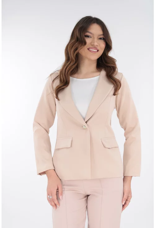 Sacou bej clasic din stofa elastica