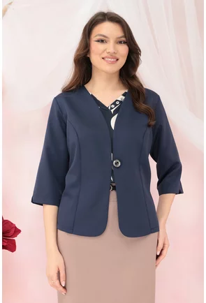 Sacou bleumarin din stofa elastica