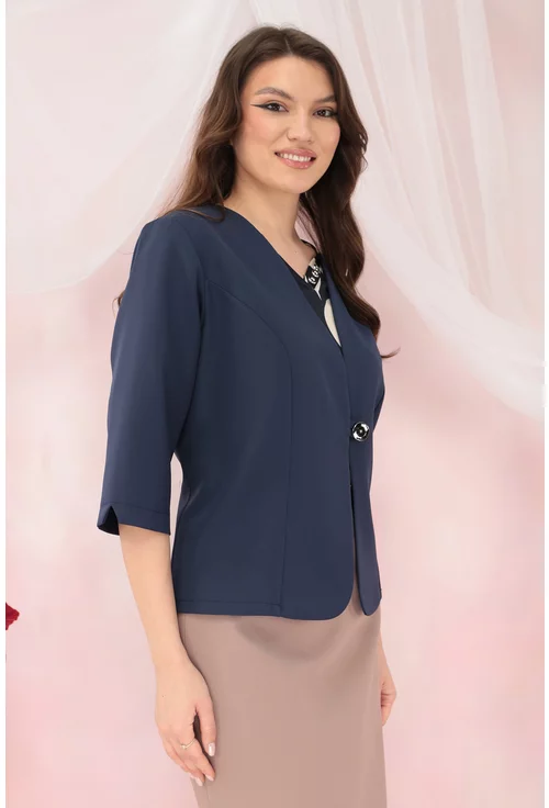 Sacou bleumarin din stofa elastica