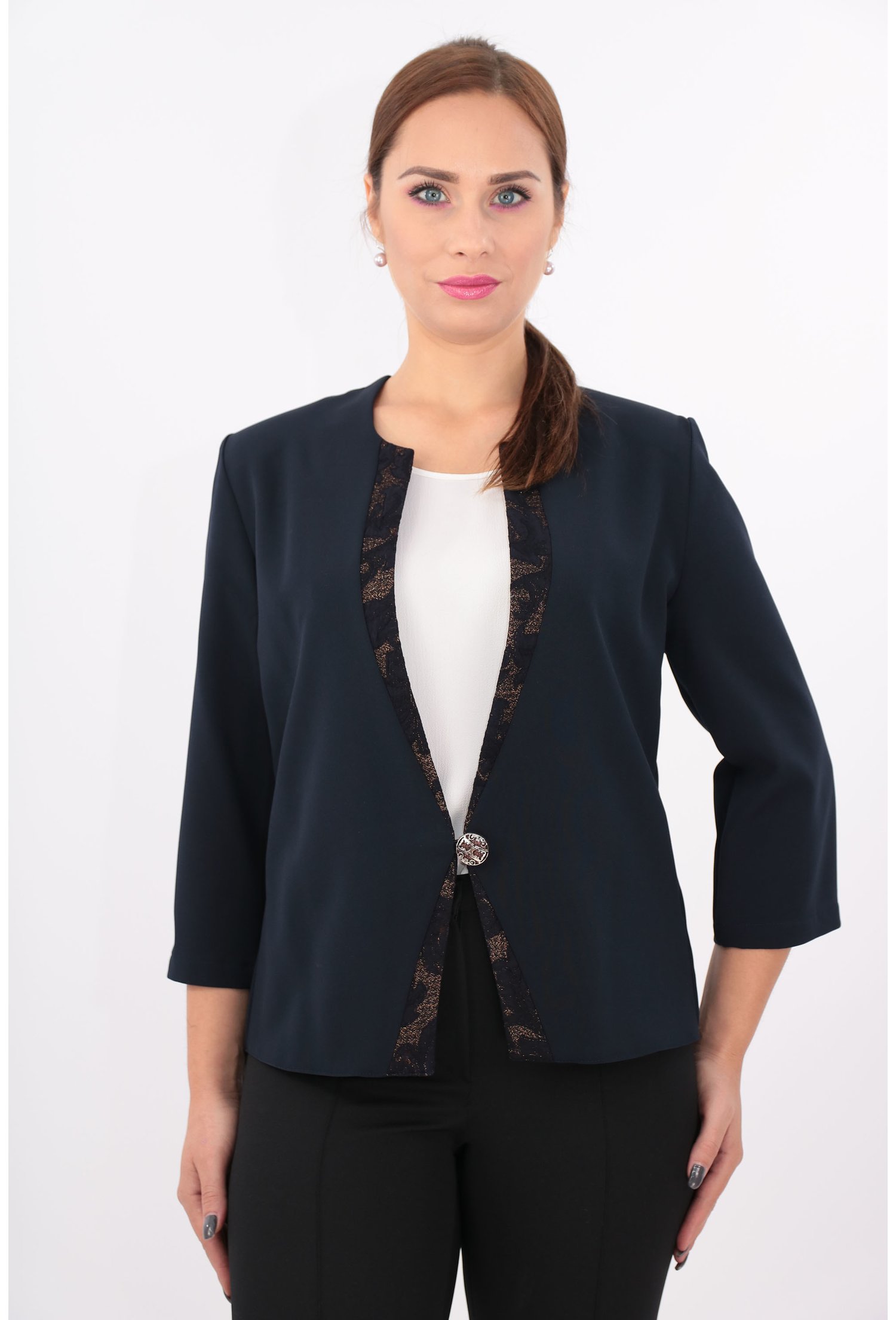 Sacou bleumarin din stofa subtire elastica