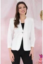 Sacou elegant alb cu nasture auriu