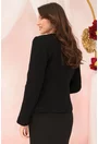 Sacou elegant negru cu glitter si broderie florala