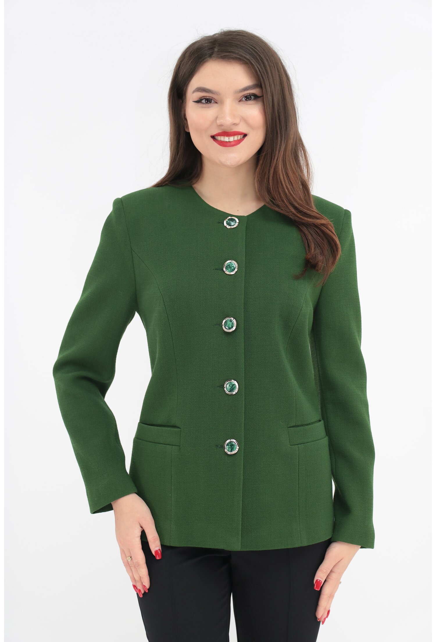 Sacou elegant verde din stofa - Sacouri