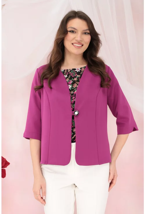 Sacou magenta din stofa elastica