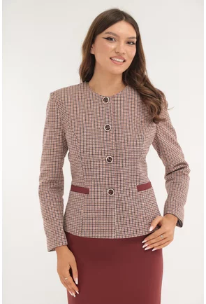 Sacou office din stofa cu lână cu model piciorus de cocos