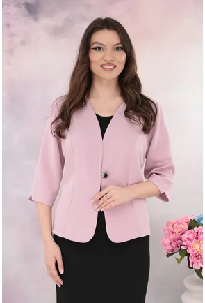 Sacou roz-pudra din stofa elastica