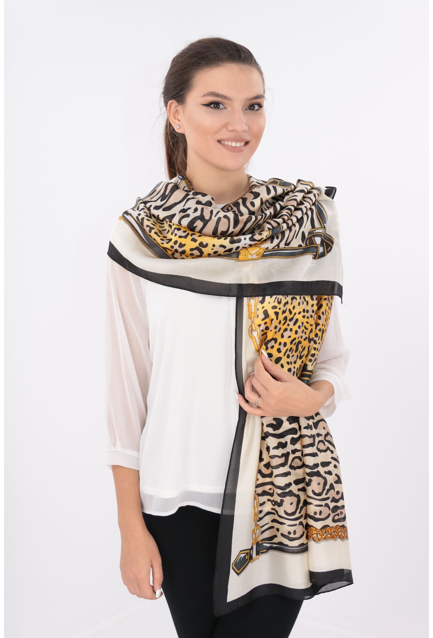 Sal fin cu cu animal print bej