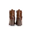 Botine damă cu toc din piele naturală, Leofex - 071 Cognac Box 