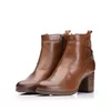 Botine damă cu toc din piele naturală, Leofex - 071 Cognac Box 