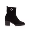 Botine damă din piele naturală, Leofex - 011 Negru Velur
