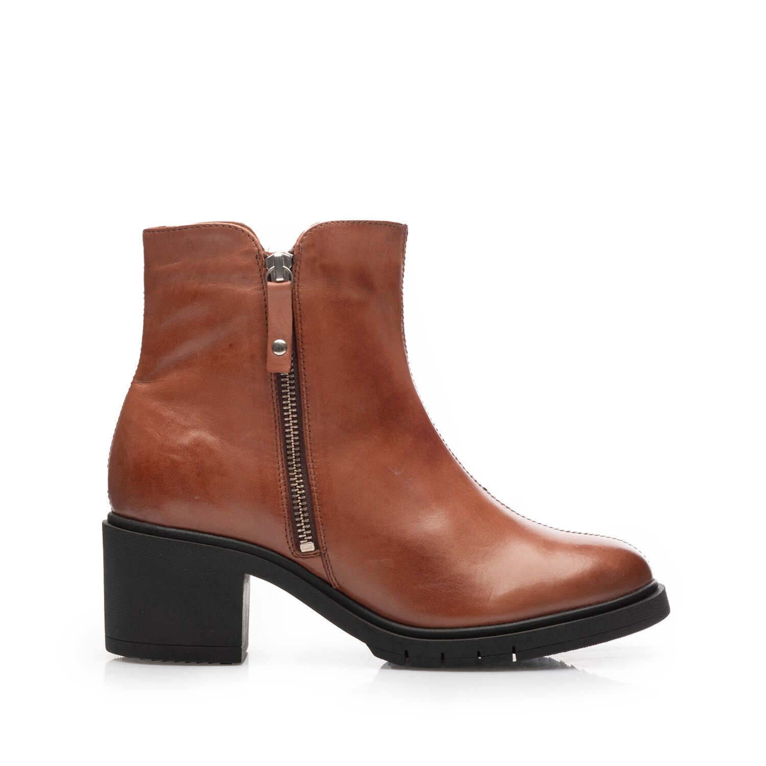 Poze Botine damă din piele naturală, Leofex - 019 Cognac Box