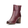 Botine damă din piele naturală Leofex - 072 Visiniu Box