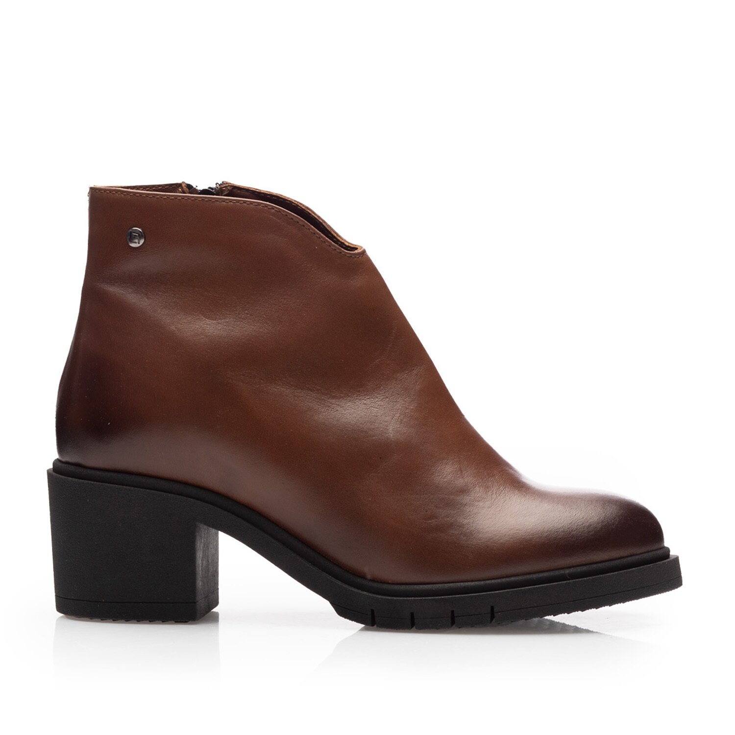 Poze Botine damă din piele naturală, Leofex - 409 Cognac Box