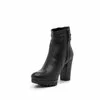 Botine dama din piele naturala Leofex - 451 negru