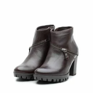 Botine dama din piele naturala, Leofex - 452 maro box