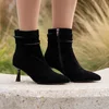 Botine damă elegante din piele naturală, Epica - 4602 Negru Velur