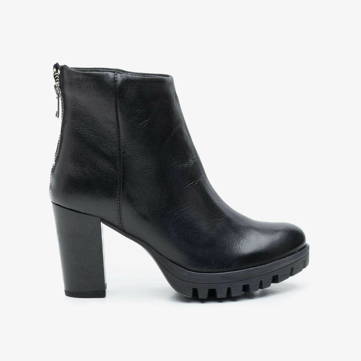 Botine damă elegante din piele naturală, Leofex - 428 Negru Box