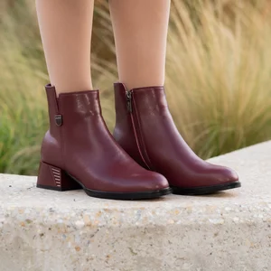 Botine damă elegante din piele naturală, Pass Colection - 4604 Vișiniu Box