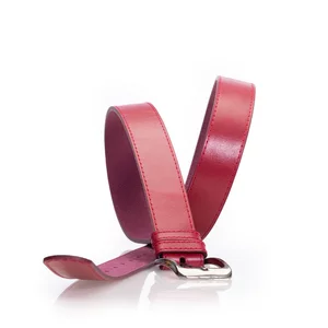 Curea unisex din piele naturală - Roșu Box 3,5 cm