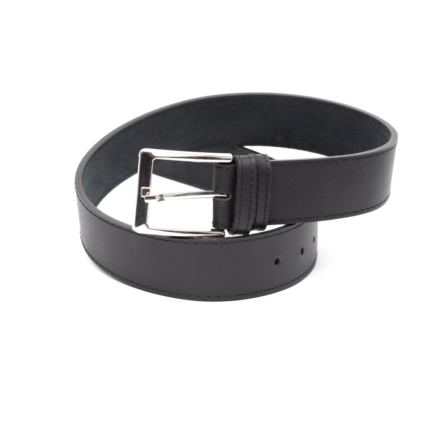 Curea unisex din piele naturala - Negru box 4cm