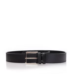 Curea  unisex din piele naturală - Negru box  presat 4 cm