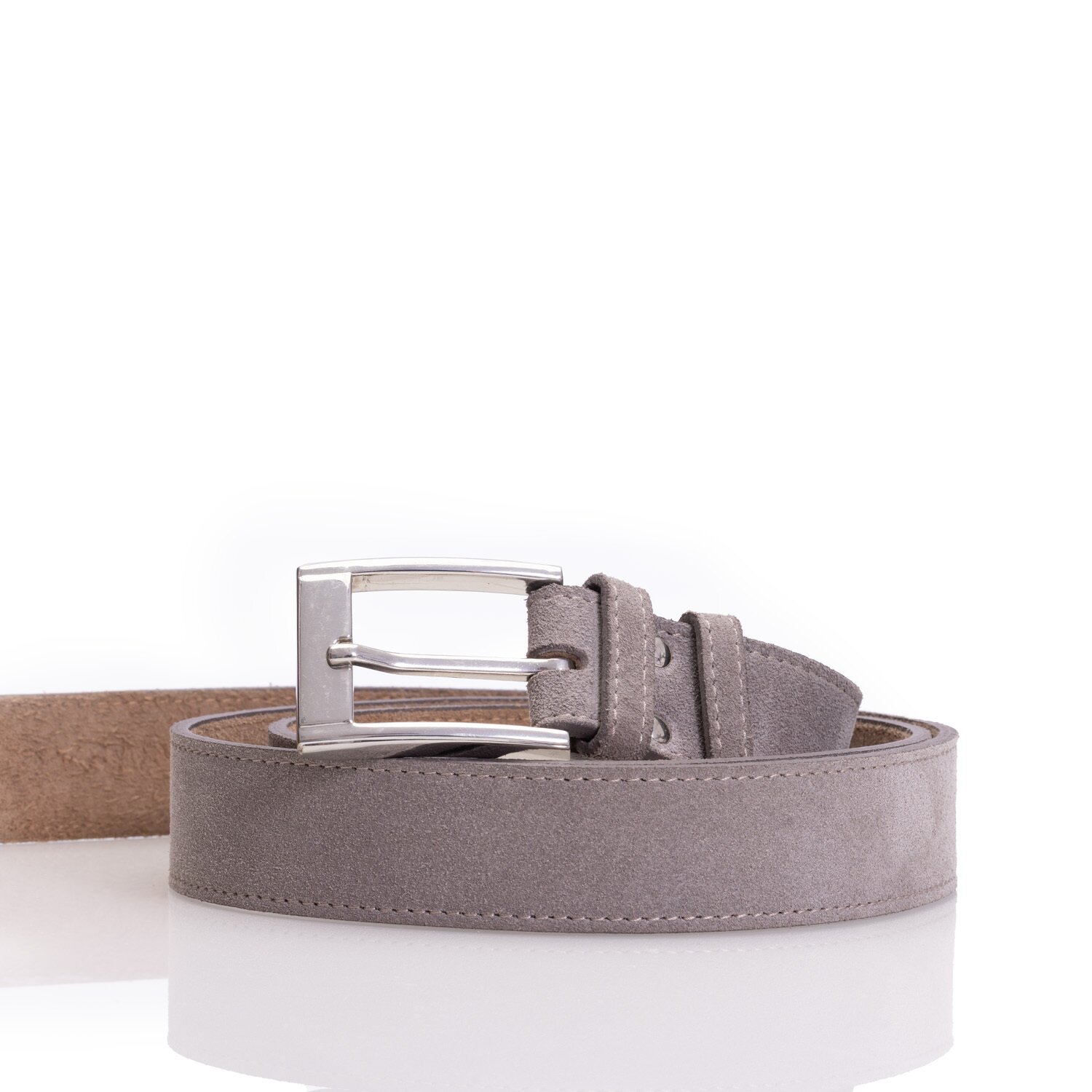 Curea unisex din piele naturală - Taupe Velur 3,5 cm