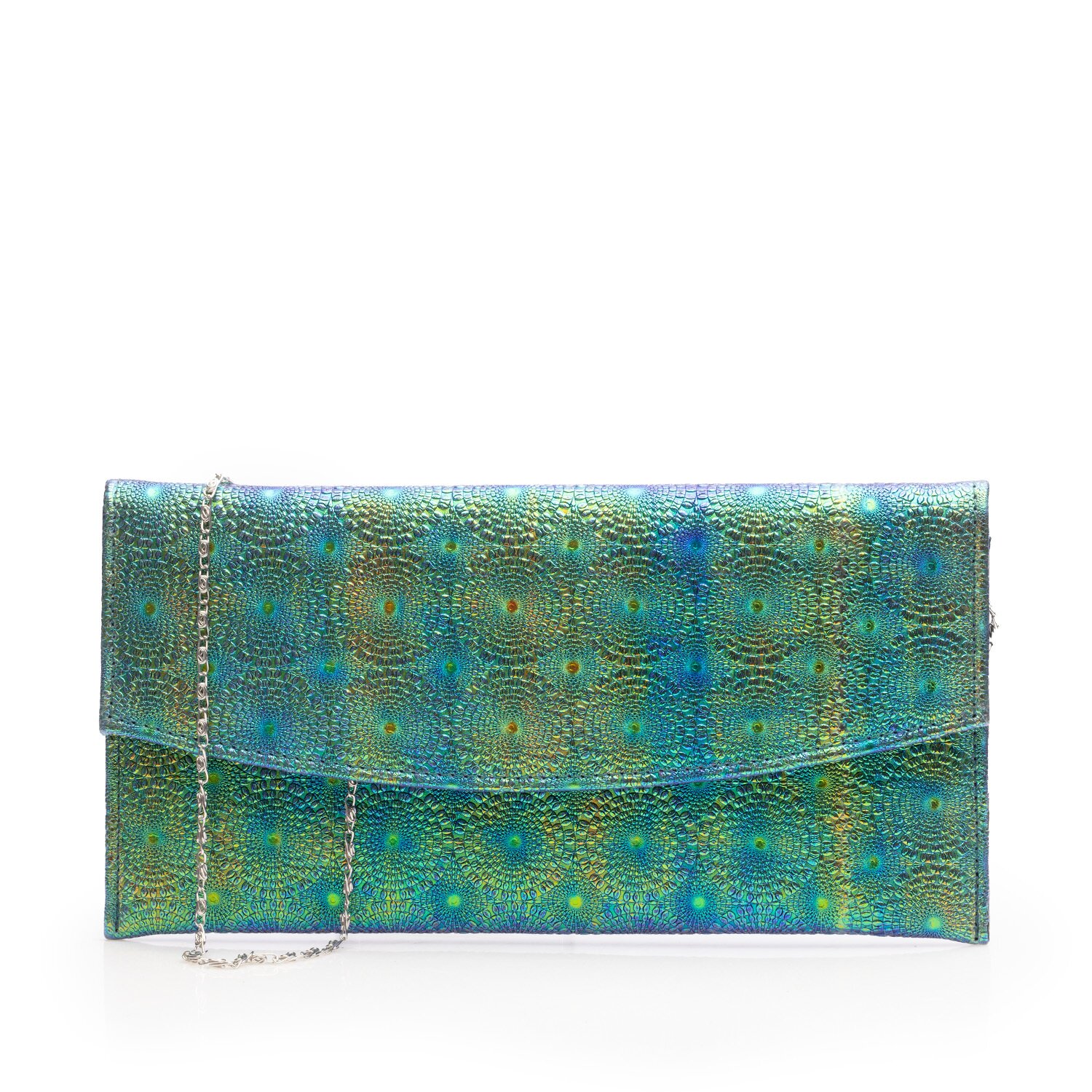 Geantă plic elegantă din piele naturală pentru damă - 4015 Păun Box