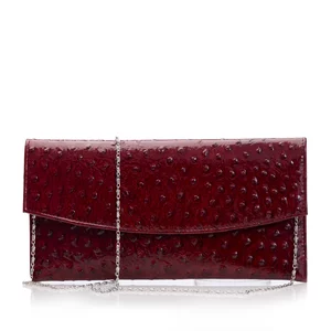 Geantă plic elegantă din piele naturală pentru damă -  4015 Vișiniu Deschis Lacx