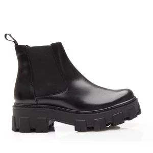 Ghete damă casual din piele naturală,Leofex -261 Negru Box