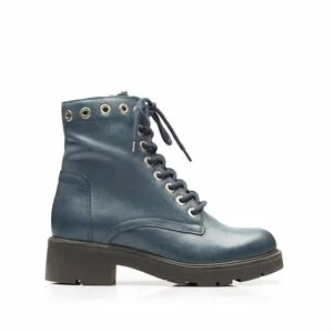 Ghete damă casual din piele naturală, Leofex – 350 Blue Deschis Box