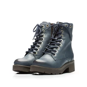 Ghete damă casual din piele naturală, Leofex – 350 Blue Deschis Box