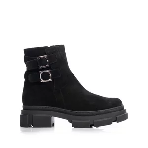 Ghete damă din piele naturală, Leofex  - 334 Negru Velur