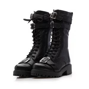 Ghete damă din piele naturală, Leofex - 436-1 Negru Box