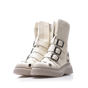 Ghete damă din piele naturală, Leofex - Mostră 433 Crem Box