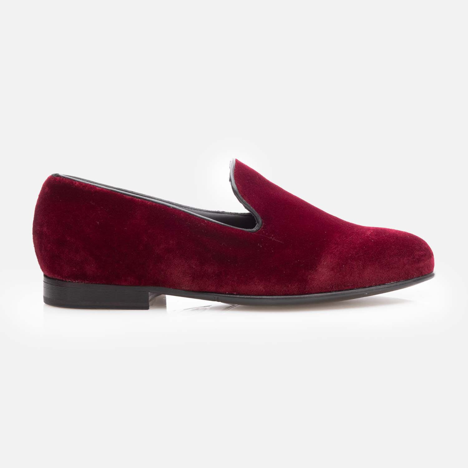 Mocasini bărbați din material textil - 18222 Bordo Catifea