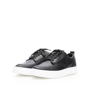 Pantofi bărbați casual din piele naturală, Leofex - 609 Negru Box