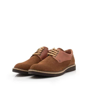 Pantofi barbati casual din piele naturala,Leofex - 939 Camel Box Velur