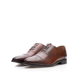 Pantofi bărbați eleganți din piele naturală, Leofex - 587 Cognac Box