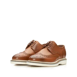 Pantofi casual barbati Brogue din piele naturala ,Leofex- Mostra Marian Cognac Box