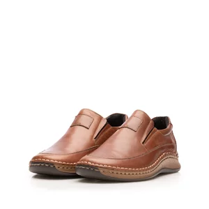 Pantofi casual bărbați din piele naturală, Leofex - 525 Cognac Box