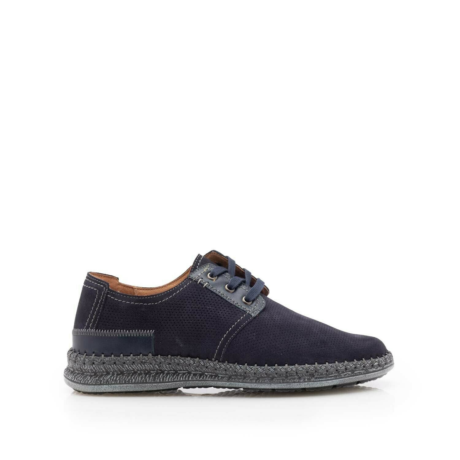 Pantofi casual barbati din piele naturala, Leofex - 593 Blue velur