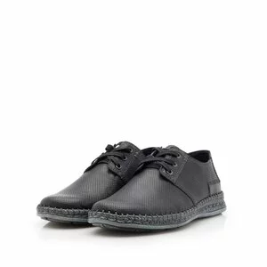 Pantofi casual barbati din piele naturala, Leofex - 593 Negru box