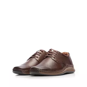 Pantofi casual barbati din piele naturala,Leofex - 594 Maro Box presat