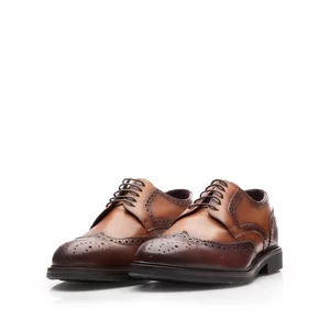 Pantofi casual bărbați din piele naturală, Leofex - 658 Cognac+Maro Box