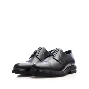 Pantofi casual bărbați din piele naturală, Leofex - 660-1 Negru Box